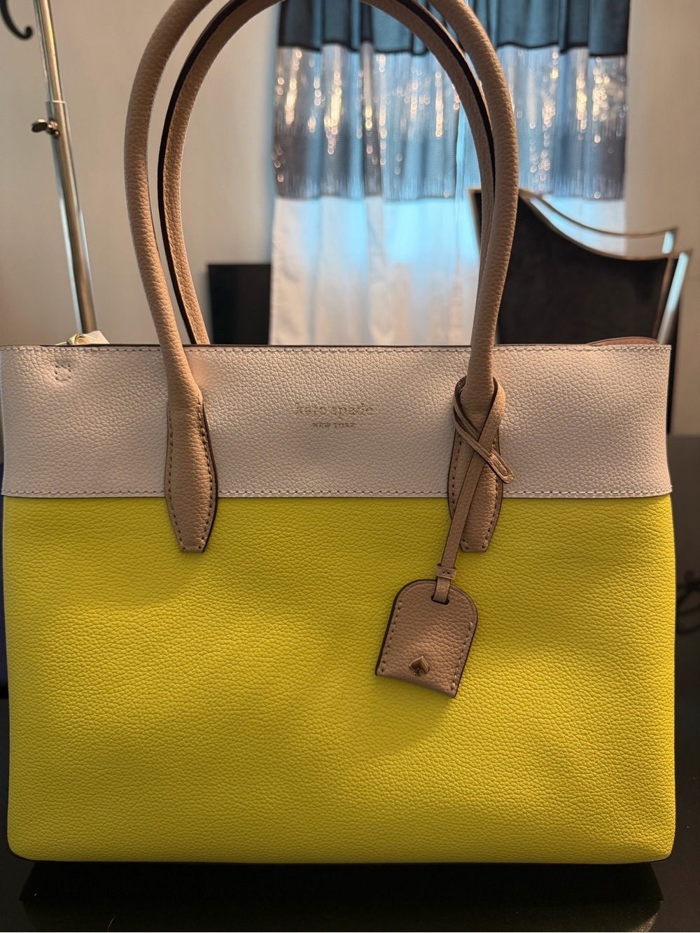 kate spade Yellow and White Colorblock Leather Tote